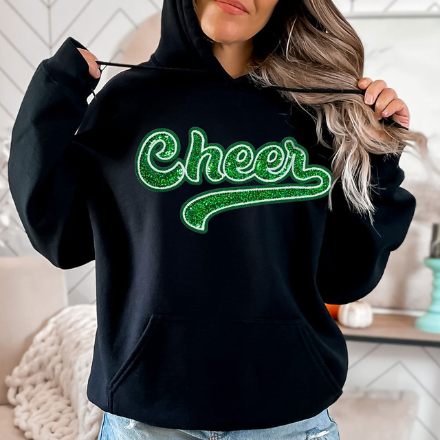 Green Cheer Faux Sequins DTF Heat Transfer
