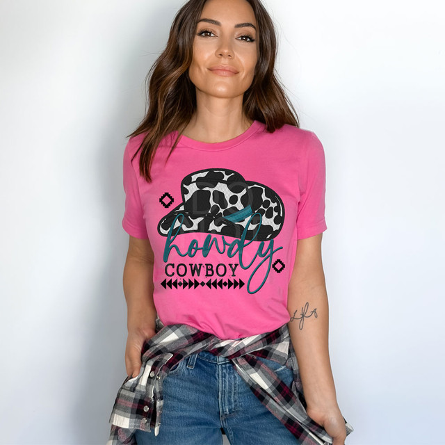 Howdy Cowboy Faux Embroidery DTF Heat Transfer