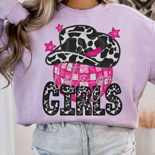 Let's Go Girls Faux Embroidery DTF Heat Transfer