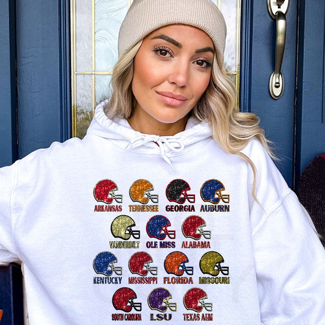 Football Helmets Faux Glitter DTF Heat Transfer