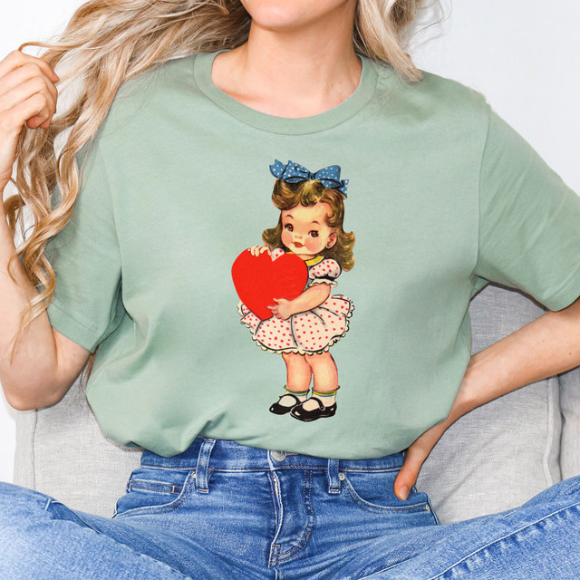 Vintage Valentine Girl DTF Heat Transfer