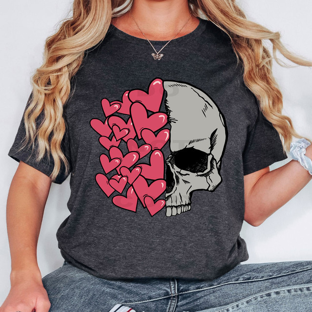 Half Heart Skull DTF Heat Transfer