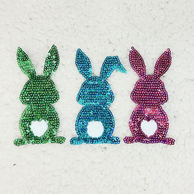 Sequin Bunny Pocket Sized Patch BUNDLE