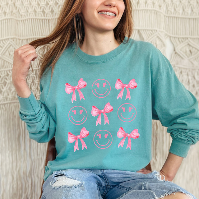 Bow Happy Face DTF Heat Transfer