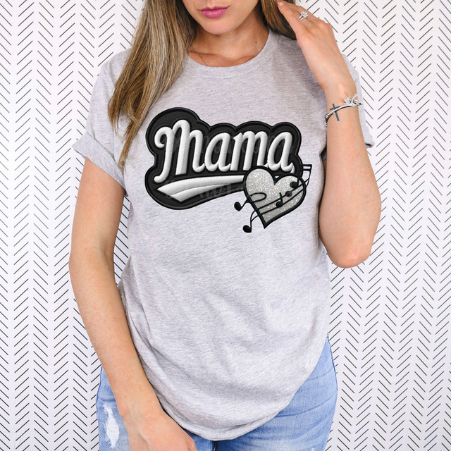 Orchestra Mama Heart FAUX Embroidery DTF Heat Transfer