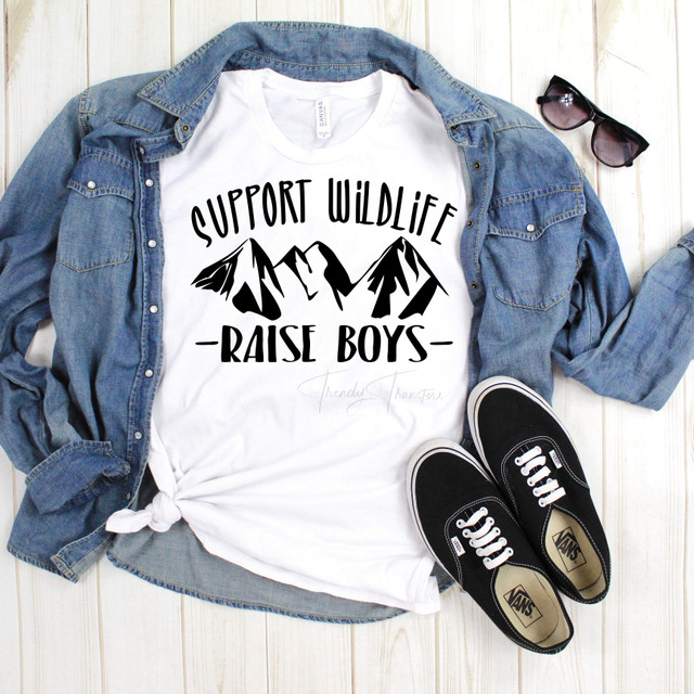 Support Wildlife Raise Boys Black Sublimation Transfer
