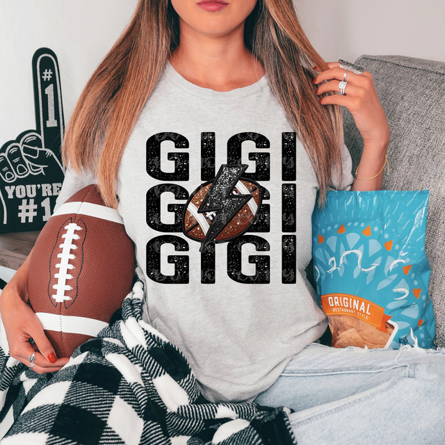 Gigi Football Stacked Faux Embroidery DTF Heat Transfer