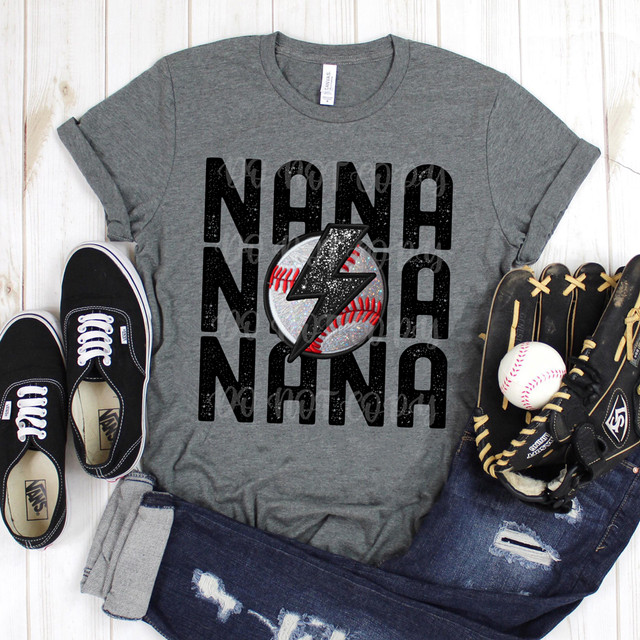 Nana Baseball Stacked Faux Embroidery DTF Heat Transfer