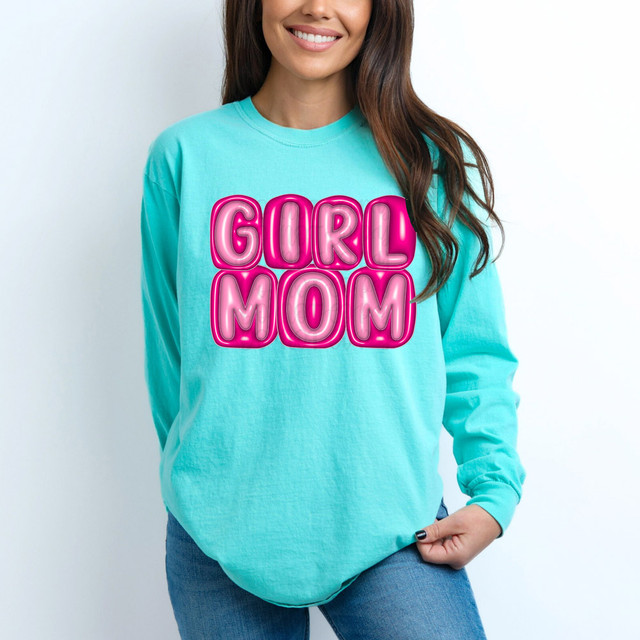 Girl Mom Faux Bubble Letters DTF Heat Transfer