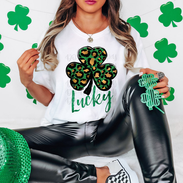 Lucky Leopard Shamrock DTF Heat Transfer