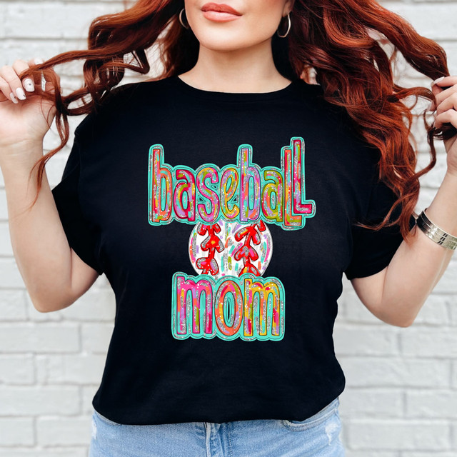 Baseball Mom Glitz DTF Heat Transfer