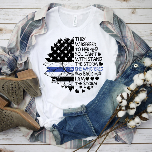 I am the storm Blue Line sunflower flag Sublimation Transfer