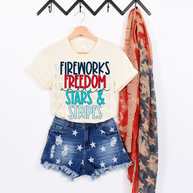 Fireworks Freedom America Stars & Stripes DTF Heat Transfer