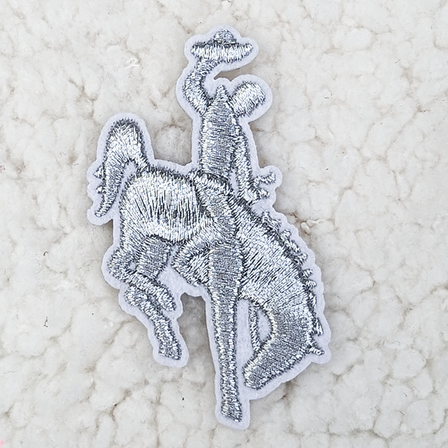 Silver Metallic Rodeo Cowboy HAT/POCKET Patch