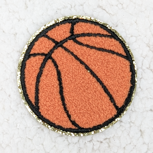 Basketball Chenille Glitter HAT/POCKET Patch