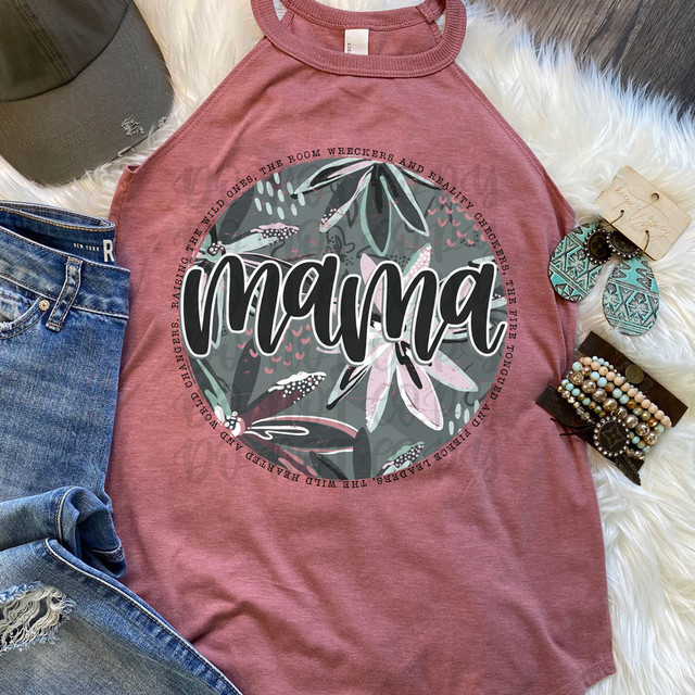 Mama Grey Floral DTF Heat Transfer