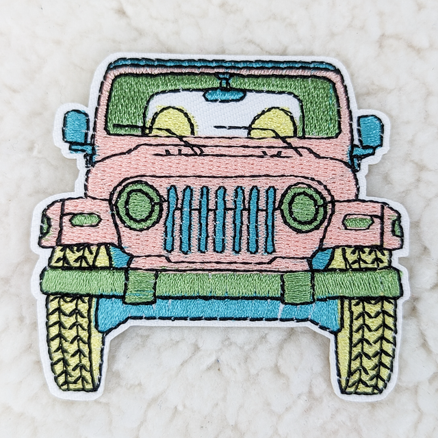 Pastel Jeep Embroidered  HAT/POCKET Patch