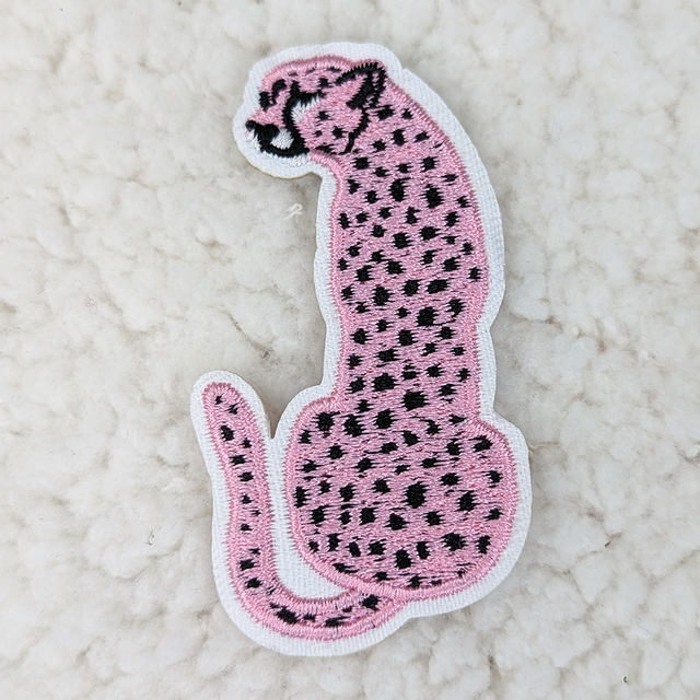 Pink Cheetah Embroidered  HAT/POCKET Patch