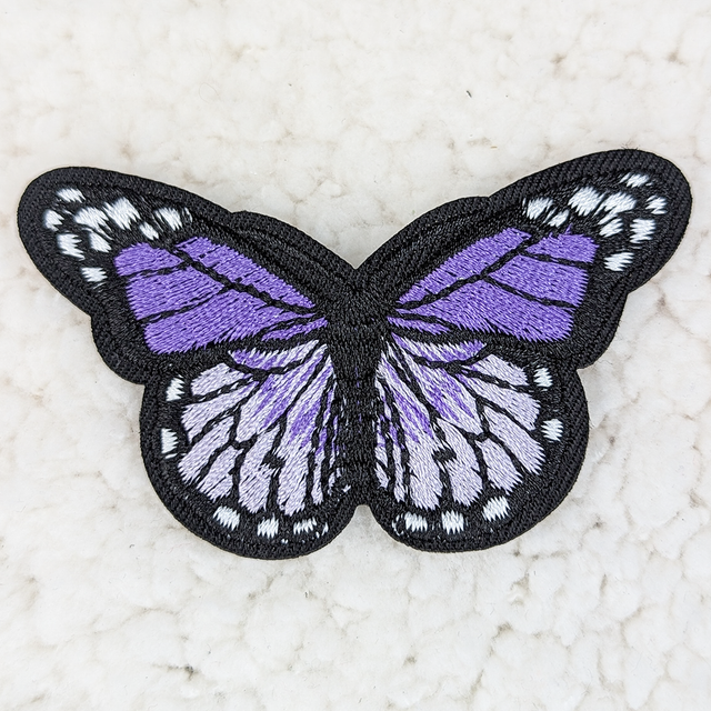 Purple Butterfly Embroidered  HAT/POCKET Patch