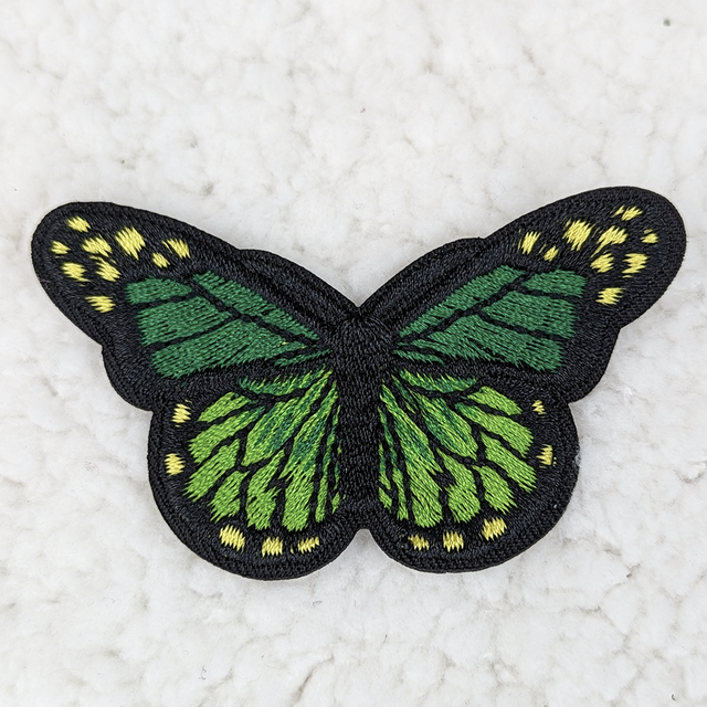 Green Butterfly Embroidered  HAT/POCKET Patch