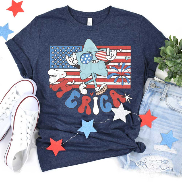 America Retro Star DTF Heat Transfer