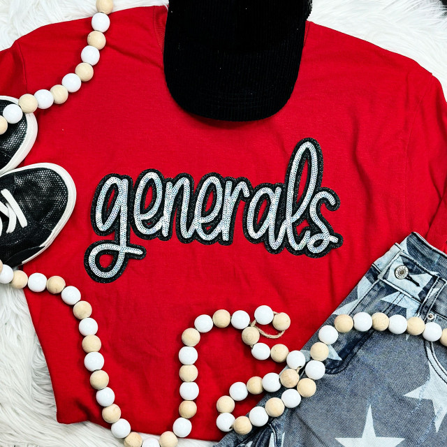 Generals Sequin Patch, black and white sequin embroidered patch for clothing