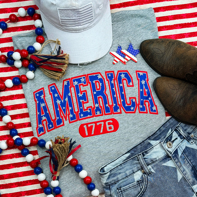 America Red PUFF with Stars 1776 Screen Print Heat Transfer America Red PUFF with Stars 1776 Screen Print Heat Transfer