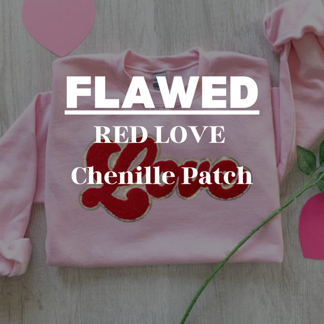 FLAWED RED LOVE Chenille Patch *READ DESCRIPTION*