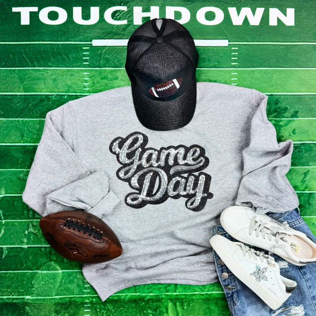 Silver Sequins Game Day Patch, shiny sequin patch for sports jerseys or clothing.