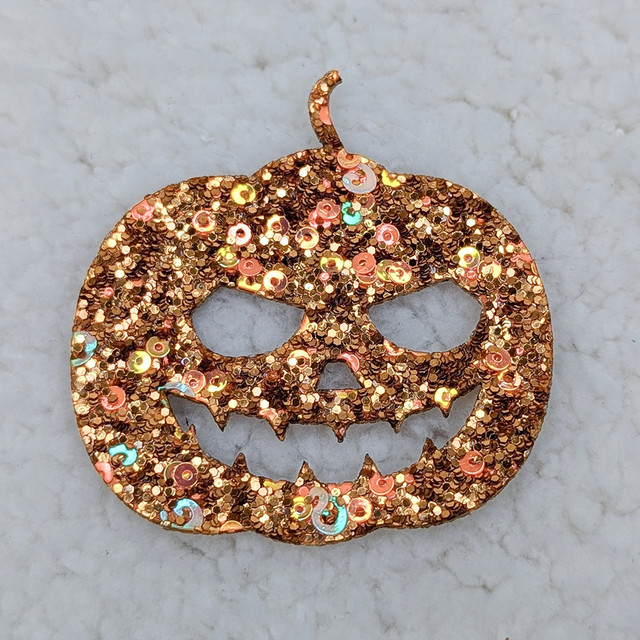 Glitter & Sequin Jack O Lantern HAT/POCKET Patch 
