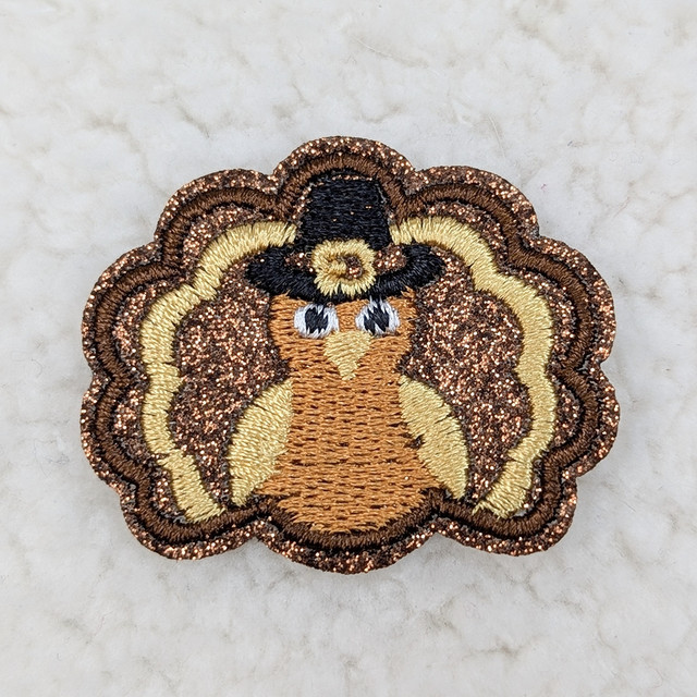 Tiny Turkey Embroidered HAT/POCKET Patch 
