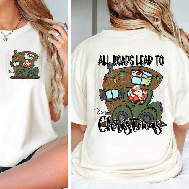 All Roads Lead To Christmas LIGHT Leopard Hat SET DTF Heat Transfer