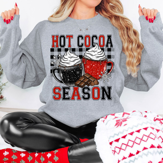 Hot Cocoa Season Red/Black DTF Heat Transfer