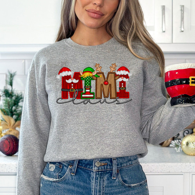 Mimi Claus Faux Embroidery DTF Heat Transfer 