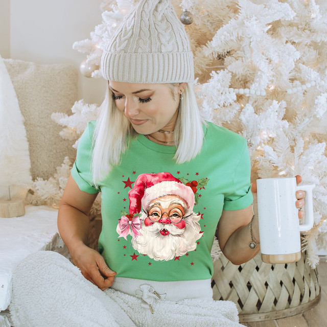 Vintage Bow Santa DTF Heat Transfer