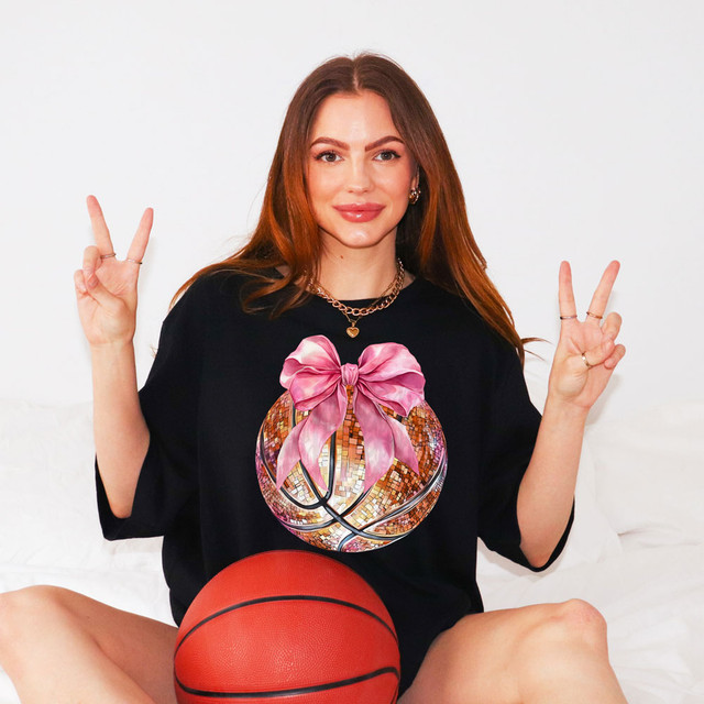 Disco Basketball Pink Bow DTF Heat Transfer