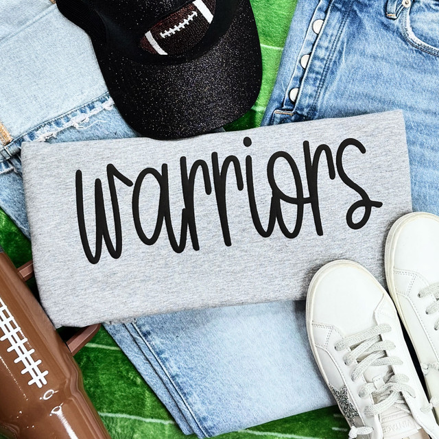 Warriors Black PUFF Screen Print Heat Transfer