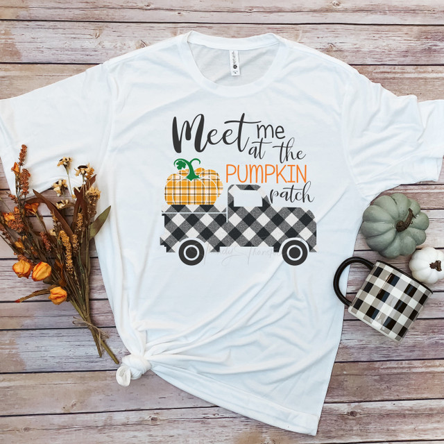 Plaid Meet me at the pumpkin patch truck Sublimation Transfer