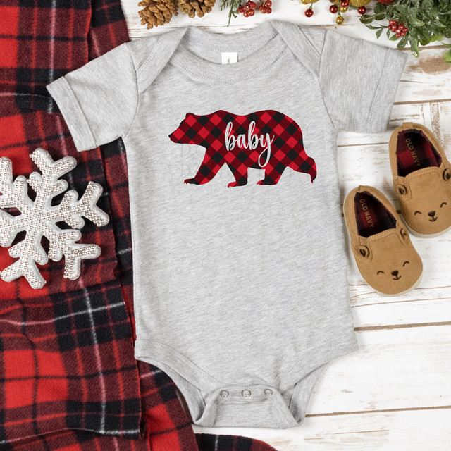 Baby Bear Red Buffalo Plaid DTF Heat Transfer