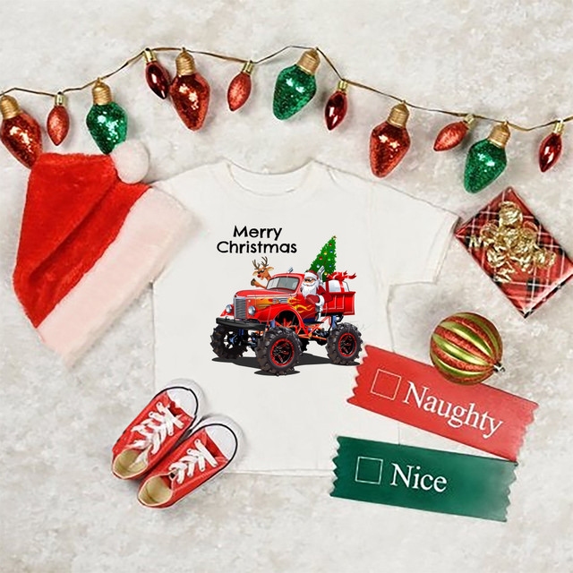 Santa claus Reindeer Monster Christmas Truck Sublimation Transfer