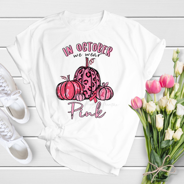 Pink october pumpkins Breast Cancer Awareness Sublimation Transfer