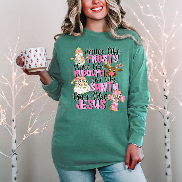 Dance Like Frosty Shine Like Rudolph Brushstrokes DTF Heat Transfer 