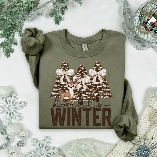 Hello Winter Bows DTF Heat Transfer 