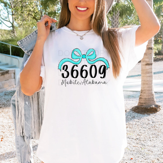 Mobile, AL Zip Code Bow DTF Heat Transfer 