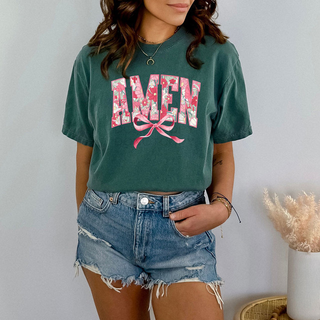 Amen Floral Coquette Bow DTF Heat Transfer