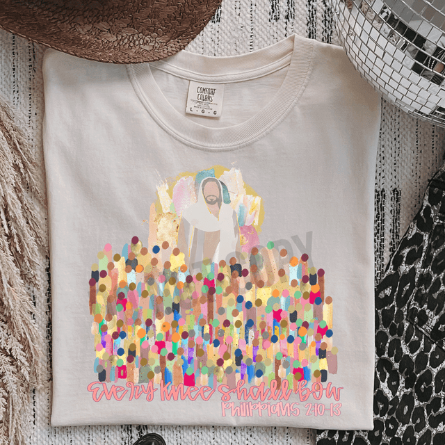Every Knee Shall Bow Pink DTF Heat Transfer 