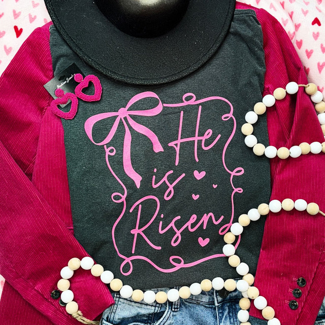 He Is Risen Pink DTF Heat Transfer 