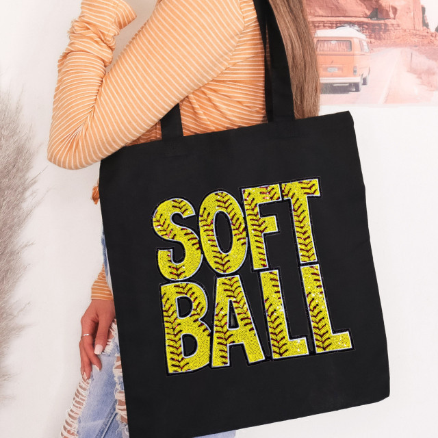 Softball Words Sequins Patch 