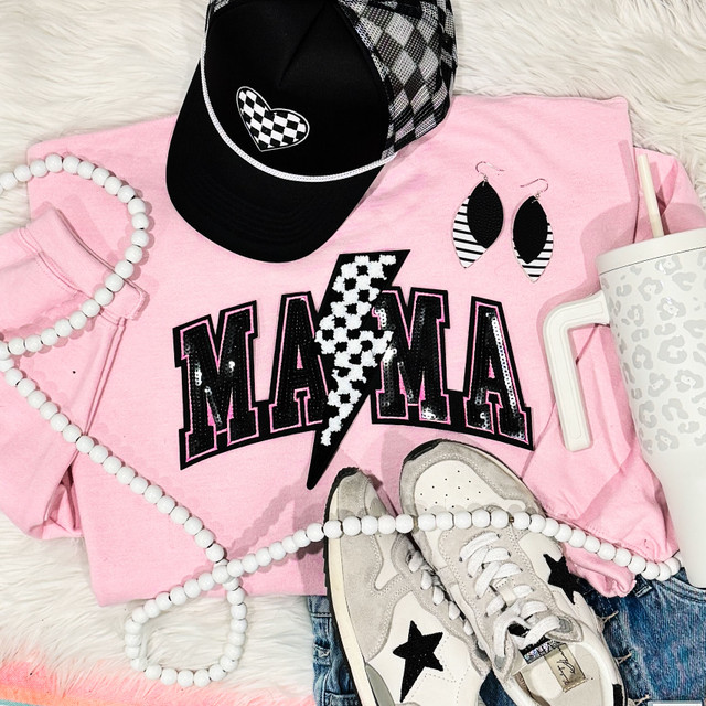 MAMA with Lightning Bolt Sequin Patch