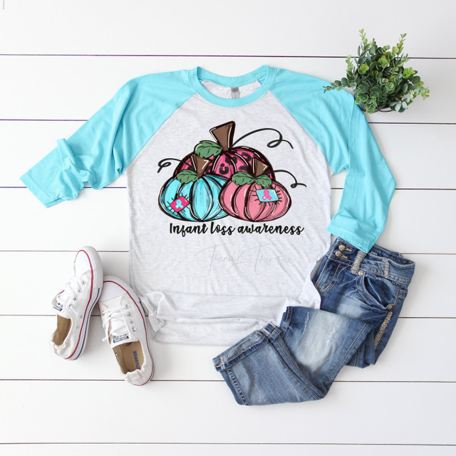 Pink and Blue Ribbon Infant loss Awareness Patchwork pumpkins Sublimation Transfer Pink and Blue Ribbon Infant loss Awareness Patchwork pumpkins Sublimation Transfer